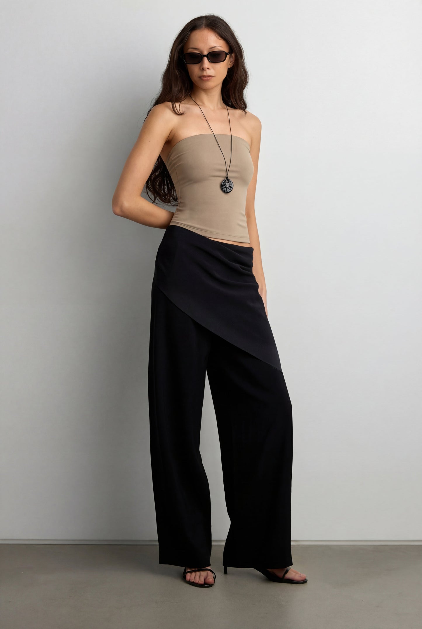 LIGHTWEIGHT CRINKLED PANT WITH WAIST SCARF