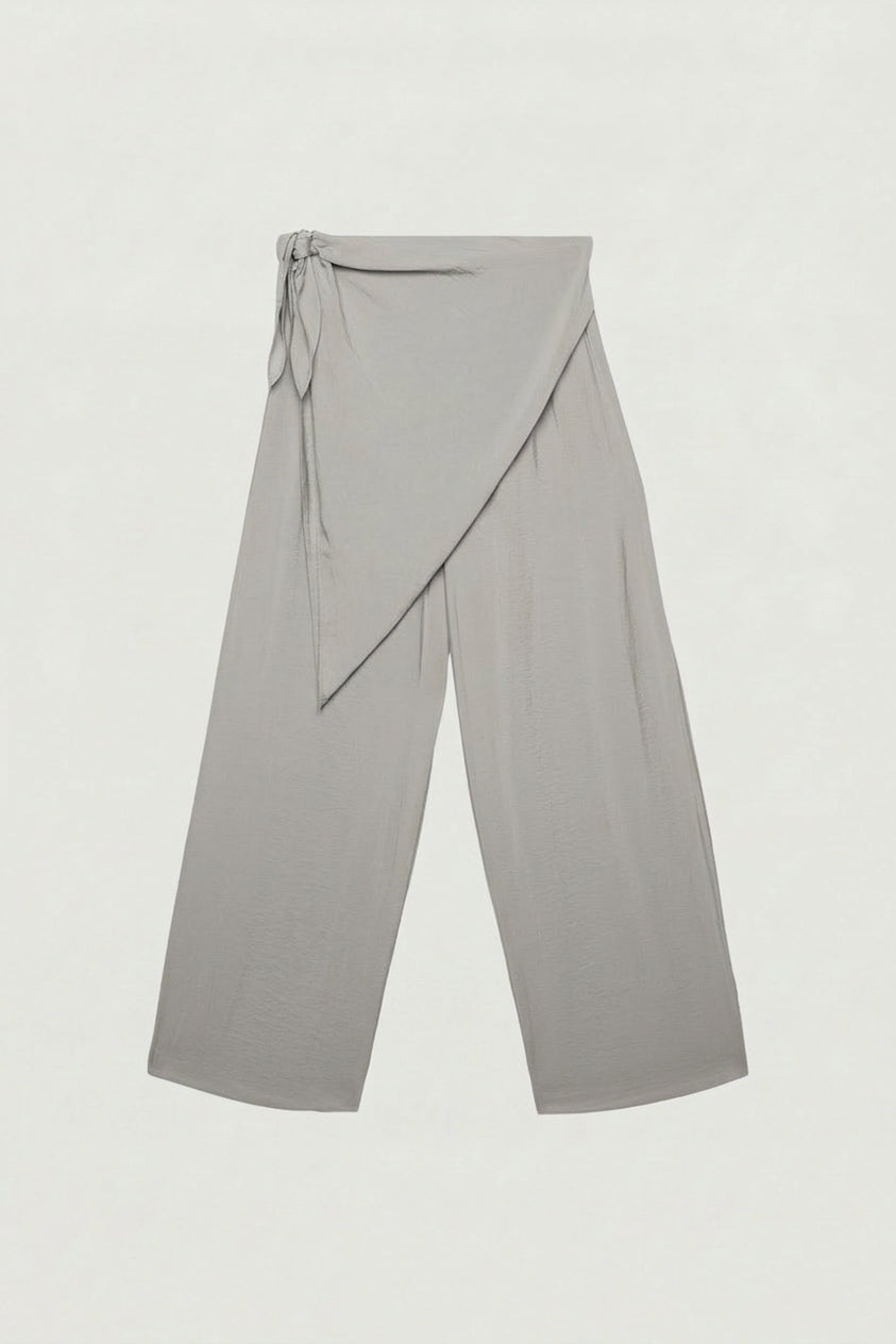 LIGHTWEIGHT CRINKLED PANT WITH WAIST SCARF