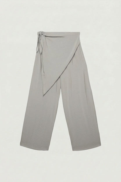 LIGHTWEIGHT CRINKLED PANT WITH WAIST SCARF