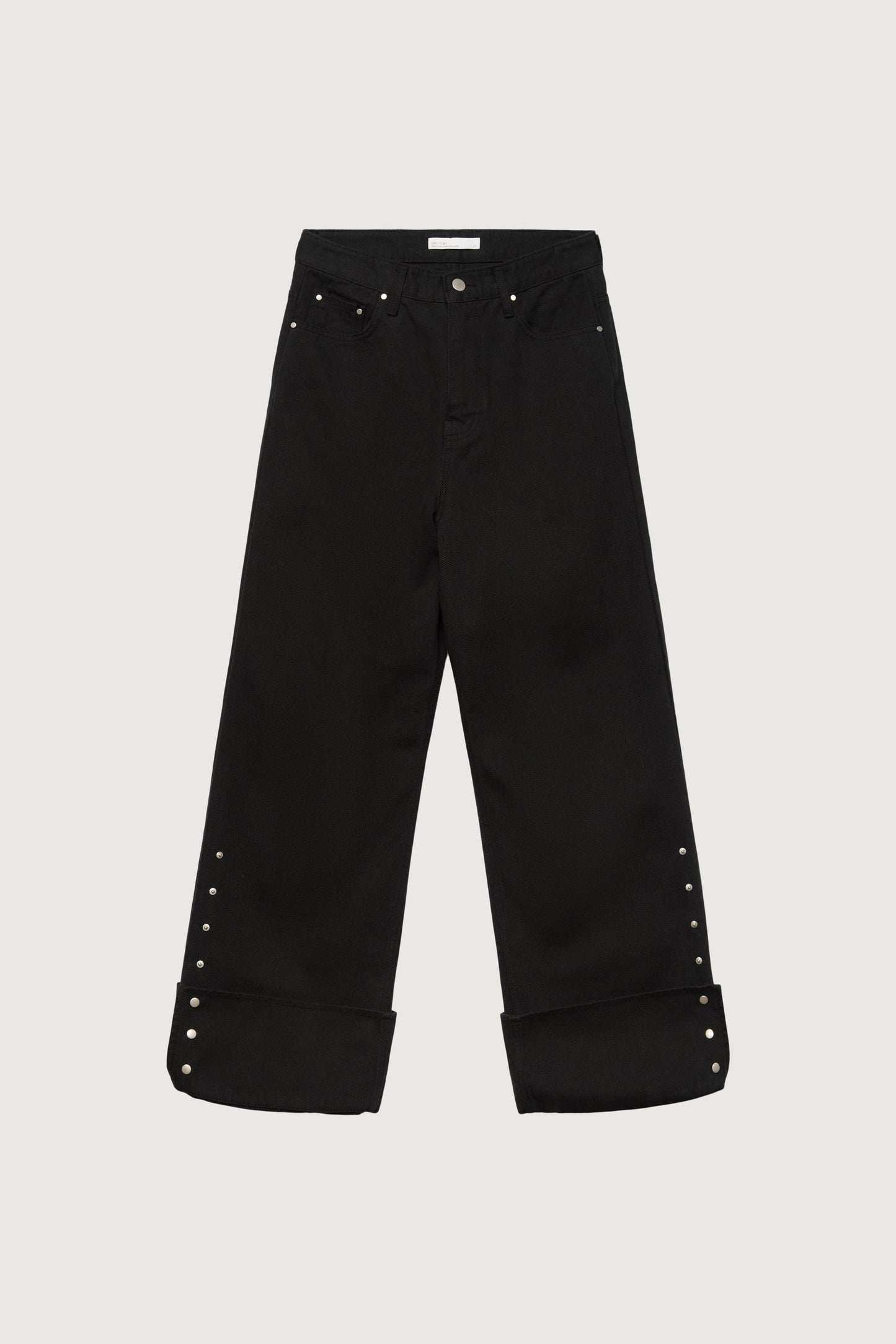 MID-RISE STRAIGHT LEG STUDDED TWILL PANT