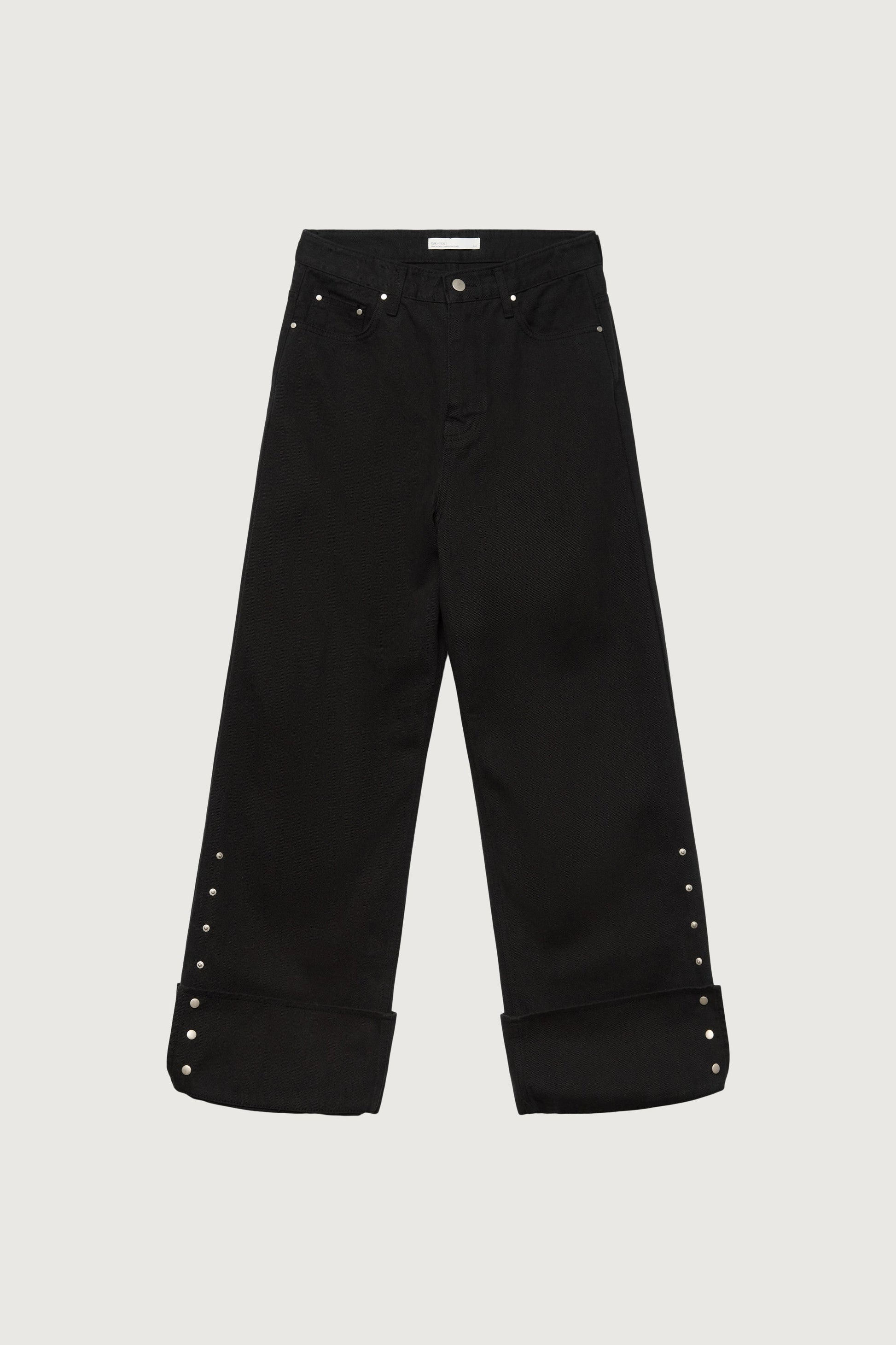 MID-RISE STRAIGHT LEG STUDDED TWILL PANT