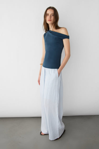 DRAWSTRING WAIST WIDE LEG PANT