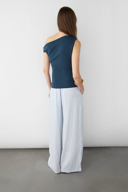 DRAWSTRING WAIST WIDE LEG PANT