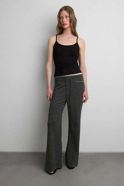 RIBBED KNIT STRIPED FLARE PANT