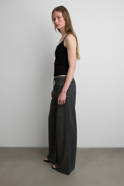 RIBBED KNIT STRIPED FLARE PANT
