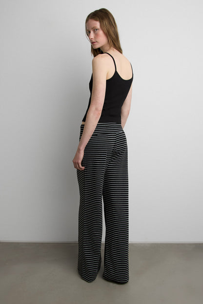 RIBBED KNIT STRIPED FLARE PANT