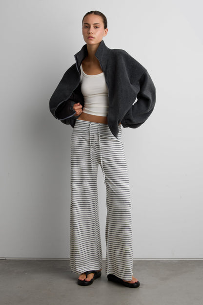 RIBBED KNIT STRIPED FLARE PANT