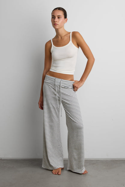 RIBBED KNIT STRIPED FLARE PANT