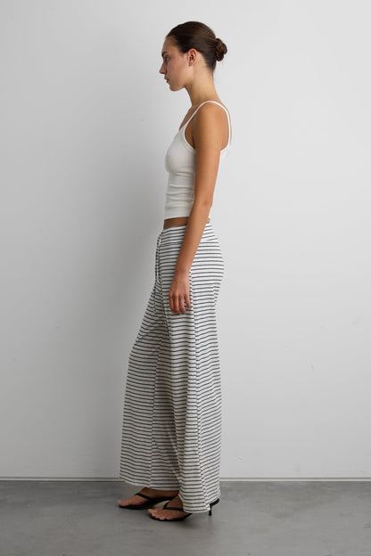 RIBBED KNIT STRIPED FLARE PANT