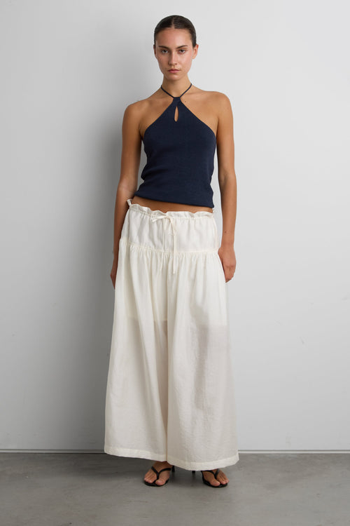 FLARED LINEN BLEND PANTS