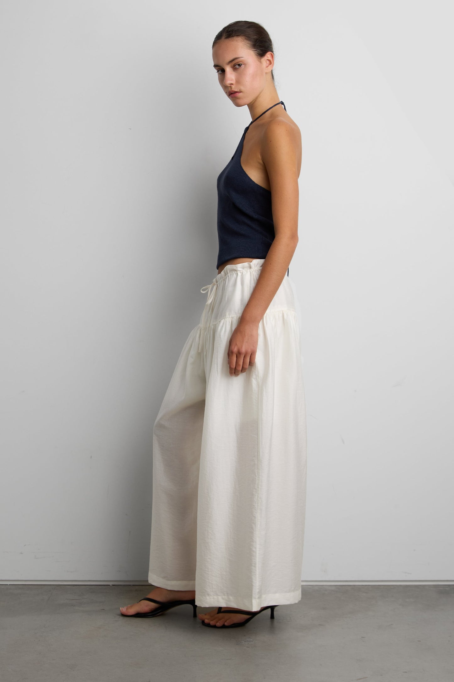 FLARED LINEN BLEND PANTS