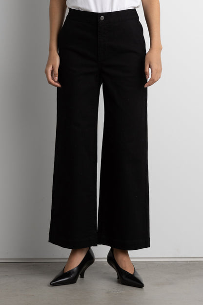 CROPPED LENGTH TWILL WIDE LEG PANT