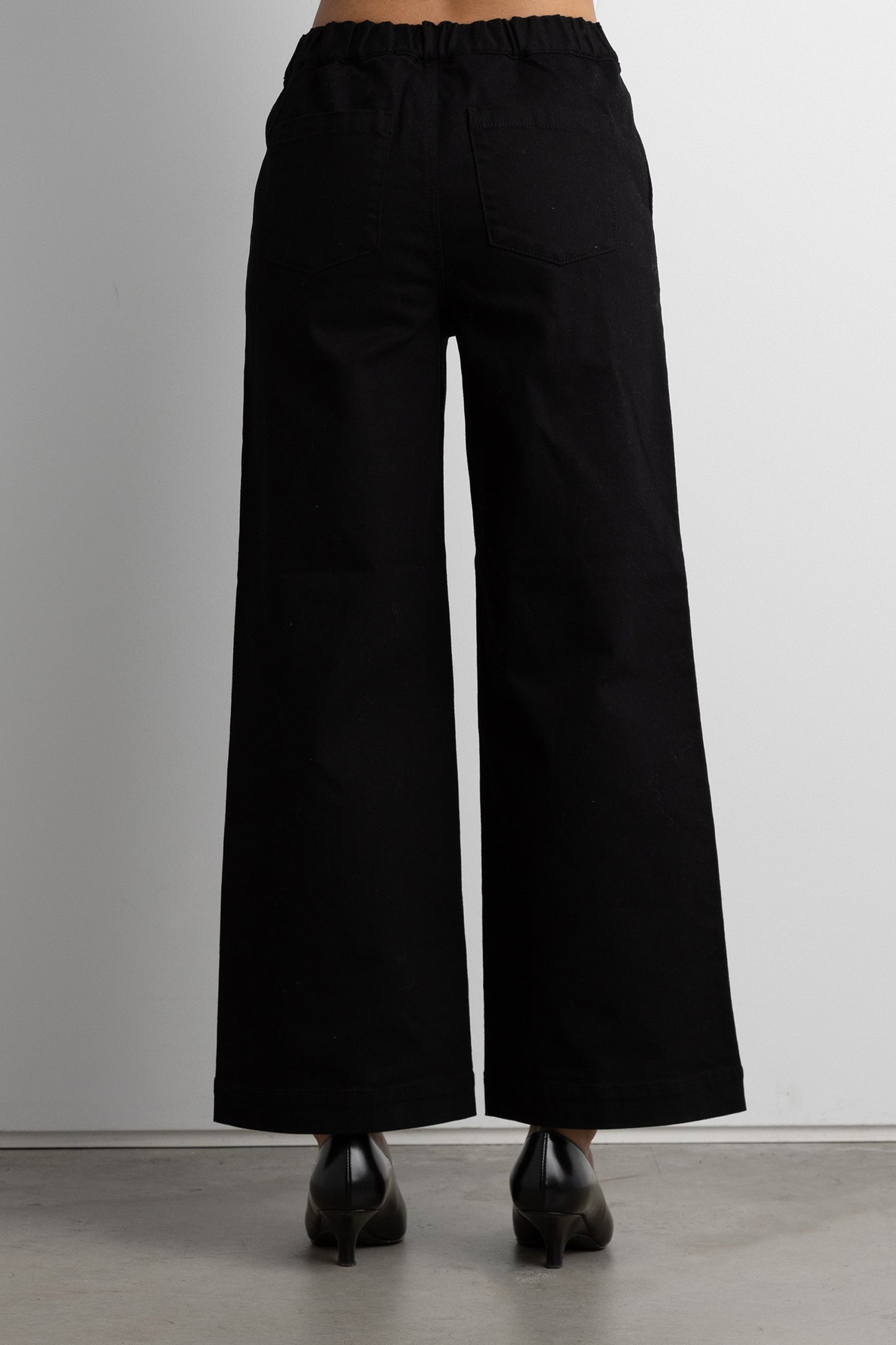 CROPPED LENGTH TWILL WIDE LEG PANT