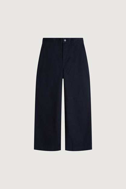 CROPPED LENGTH TWILL WIDE LEG PANT