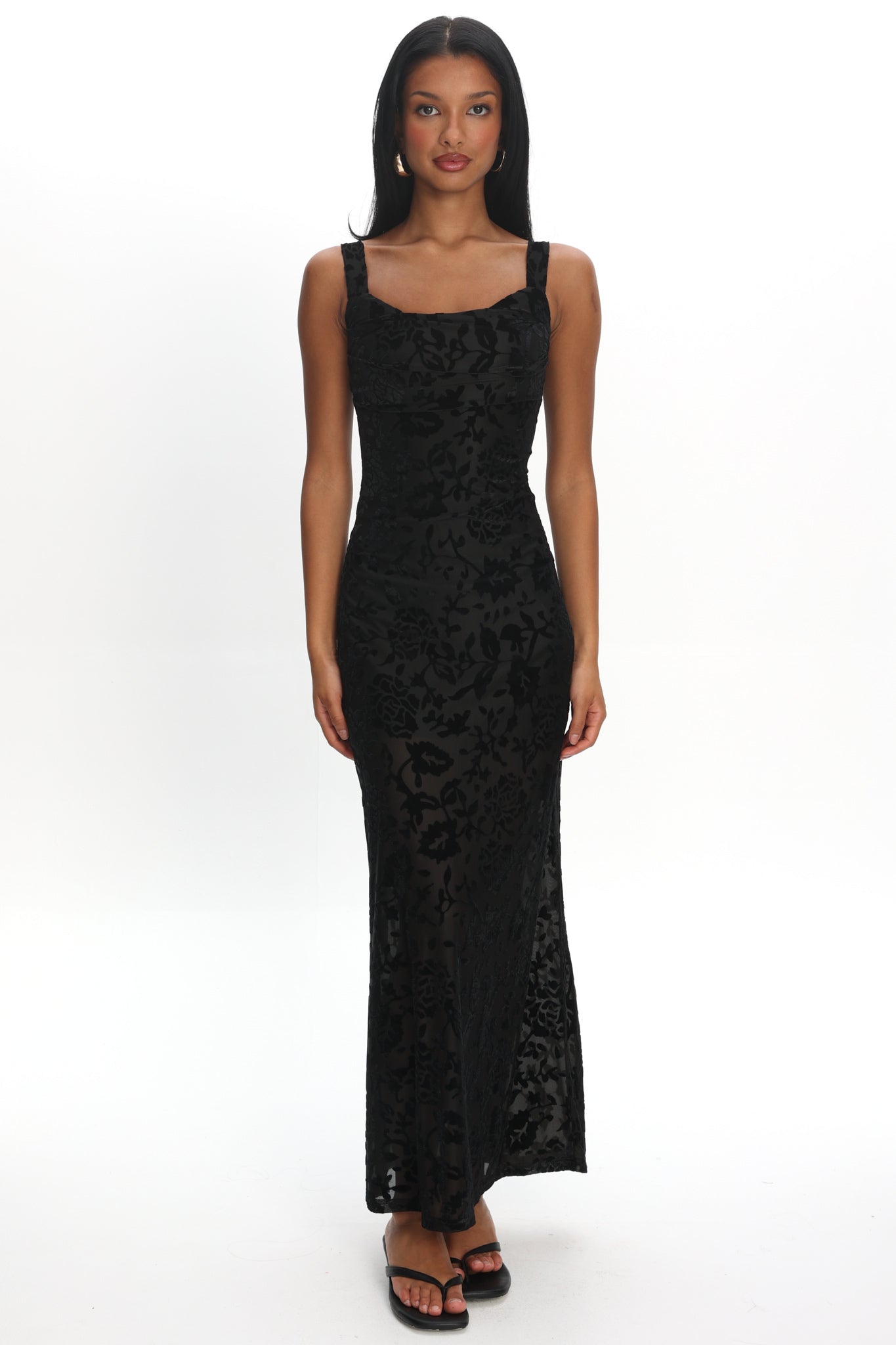 Casablanca Nights Tied Back Maxi Dress Flocked Floral