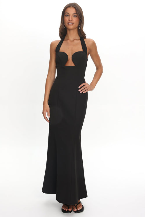 Vibes Halterneck Maxi Dress Black