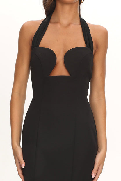 Vibes Halterneck Maxi Dress Black