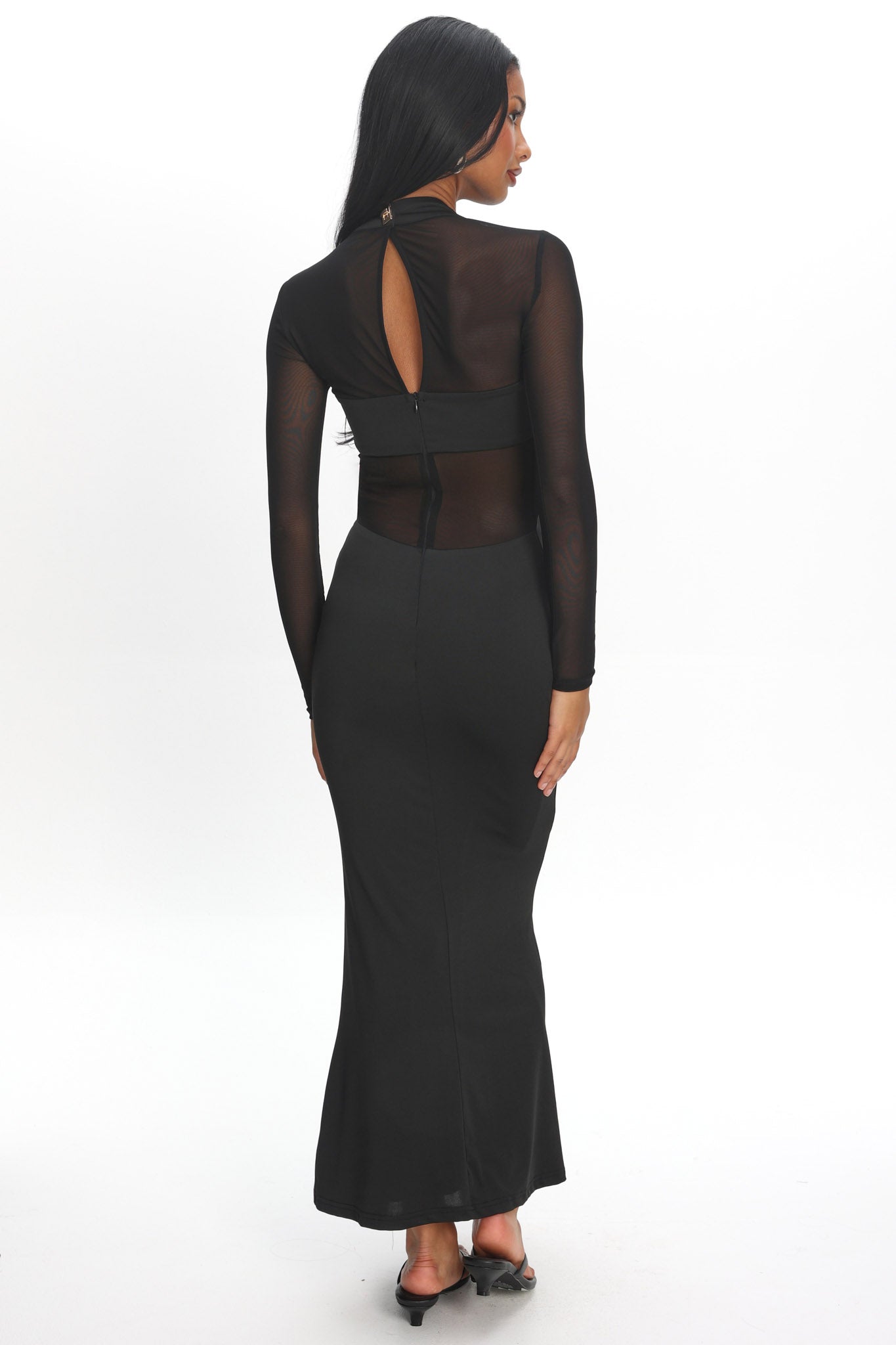 Esther Sheer Waist Maxi Dress Black
