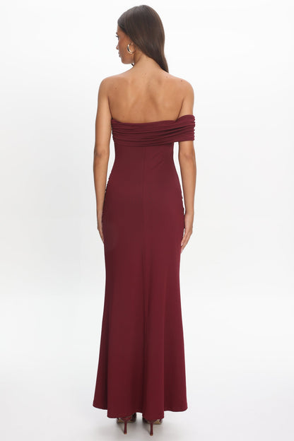 June Bloom One Sleeve Maxi Dress Plum