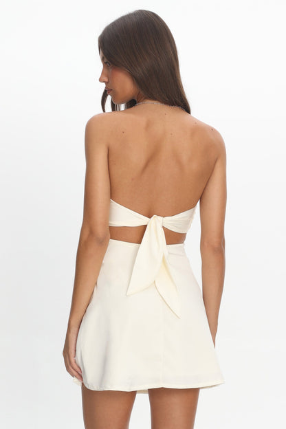 Keke Bead Strap Cut-Out Mini Dress Ivory
