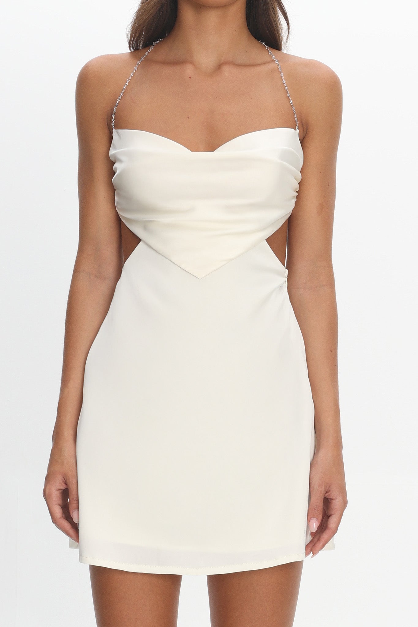 Keke Bead Strap Cut-Out Mini Dress Ivory