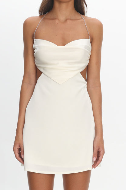 Keke Bead Strap Cut-Out Mini Dress Ivory