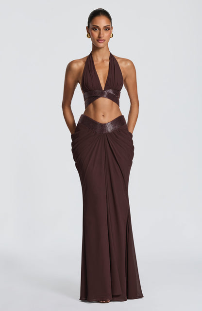 Sophie Maxi Skirt - Plum Brown