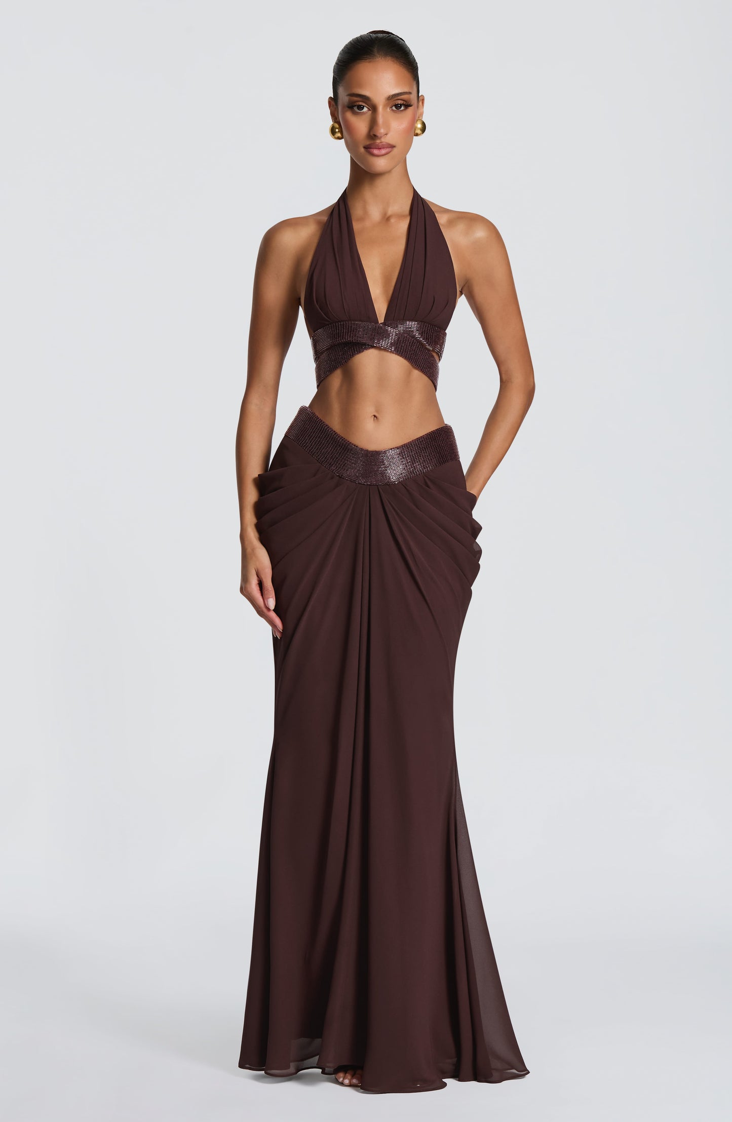 Sophie Maxi Skirt - Plum Brown
