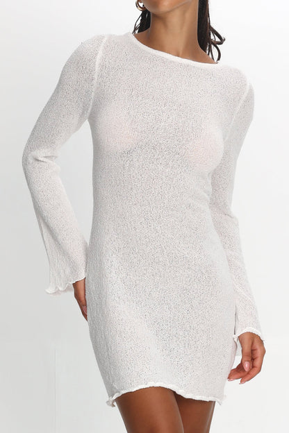 Carousel Backless Knit Mini Dress White