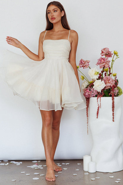 Elyse Pleated Bodice Party Dress Cream