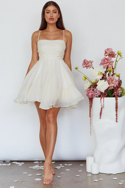 Elyse Pleated Bodice Party Dress Cream