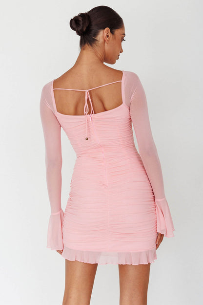 In Bloom Flared Cuff Mini Dress Pink