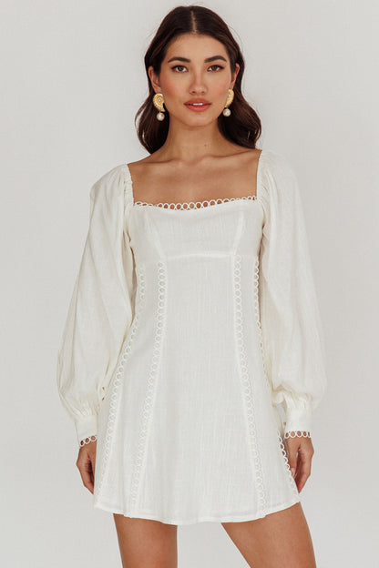Chamberlain Balloon Sleeves Mini Dress White