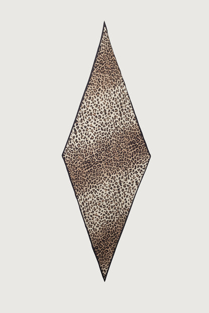 SILK-BLEND LEOPARD PRINT NECK SCARF