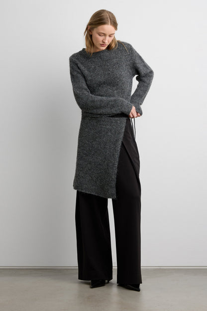 WOOL BLEND SWEATER AND WRAP SKIRT SET