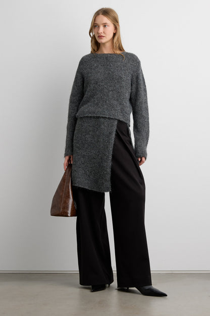 WOOL BLEND SWEATER AND WRAP SKIRT SET