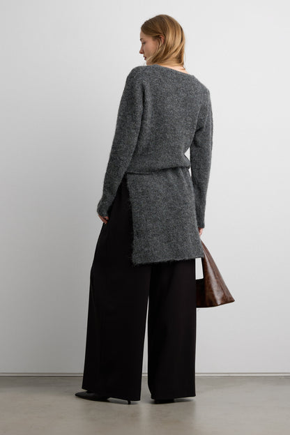 WOOL BLEND SWEATER AND WRAP SKIRT SET