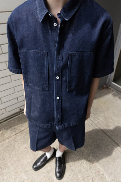 OVERSIZED SHORT SLEEVE DENIM SHIRT