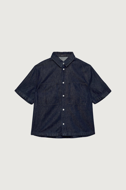 OVERSIZED SHORT SLEEVE DENIM SHIRT
