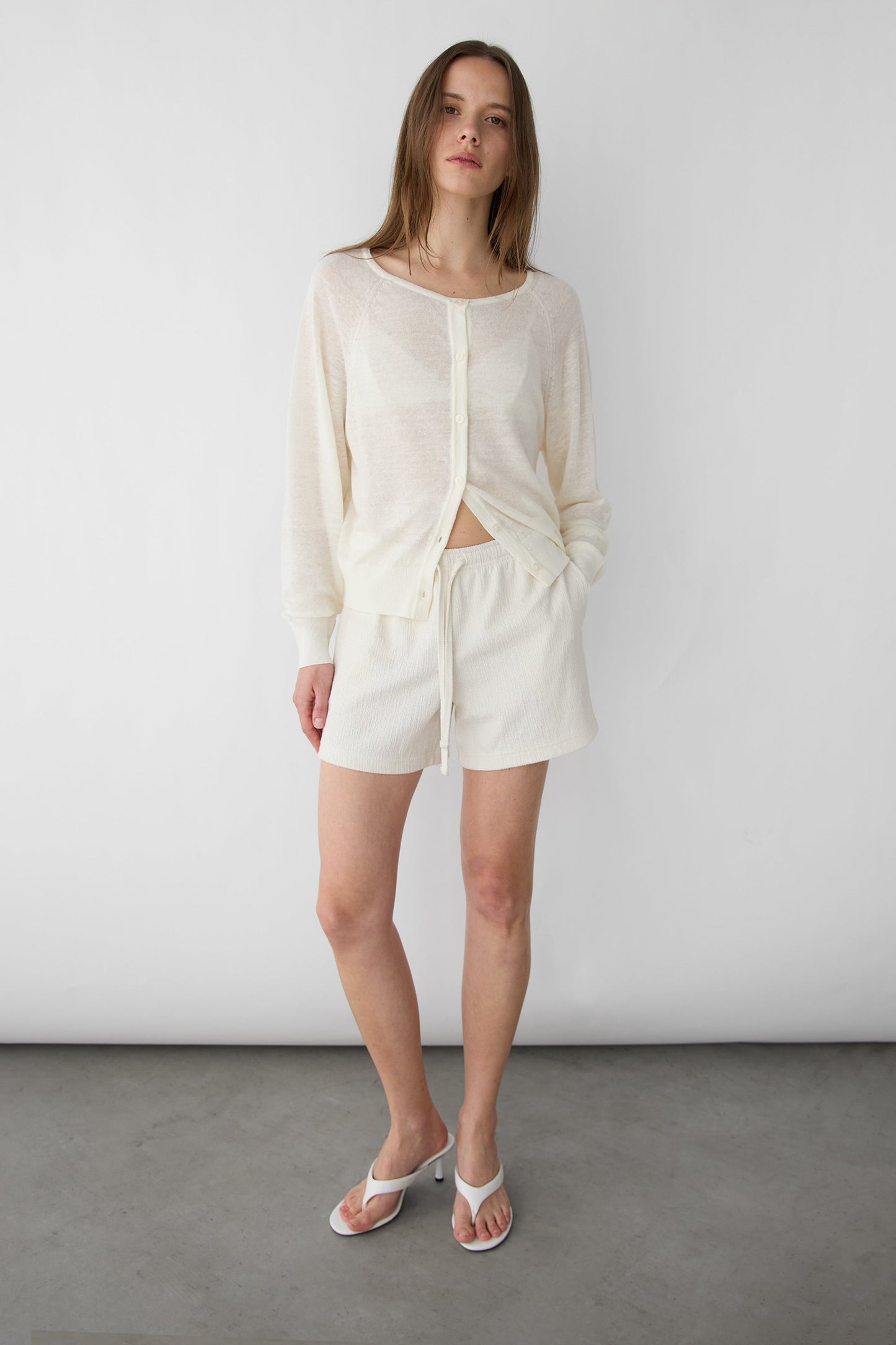 KNIT DRAWSTRING ELASTIC WAIST SHORT