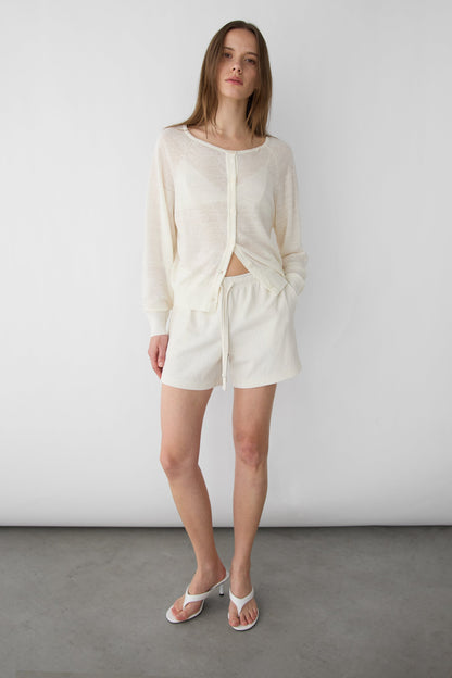 KNIT DRAWSTRING ELASTIC WAIST SHORT