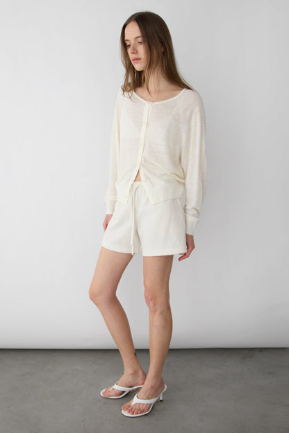 KNIT DRAWSTRING ELASTIC WAIST SHORT
