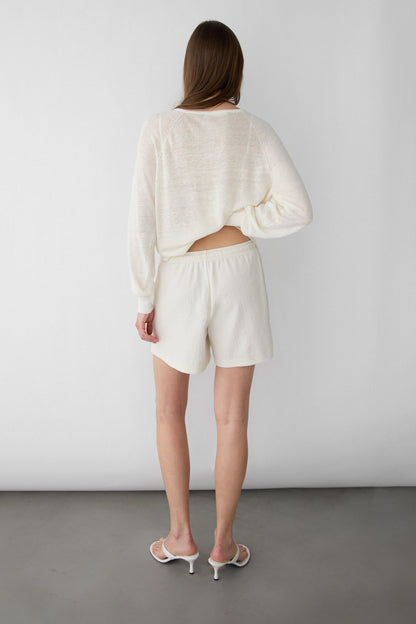 KNIT DRAWSTRING ELASTIC WAIST SHORT