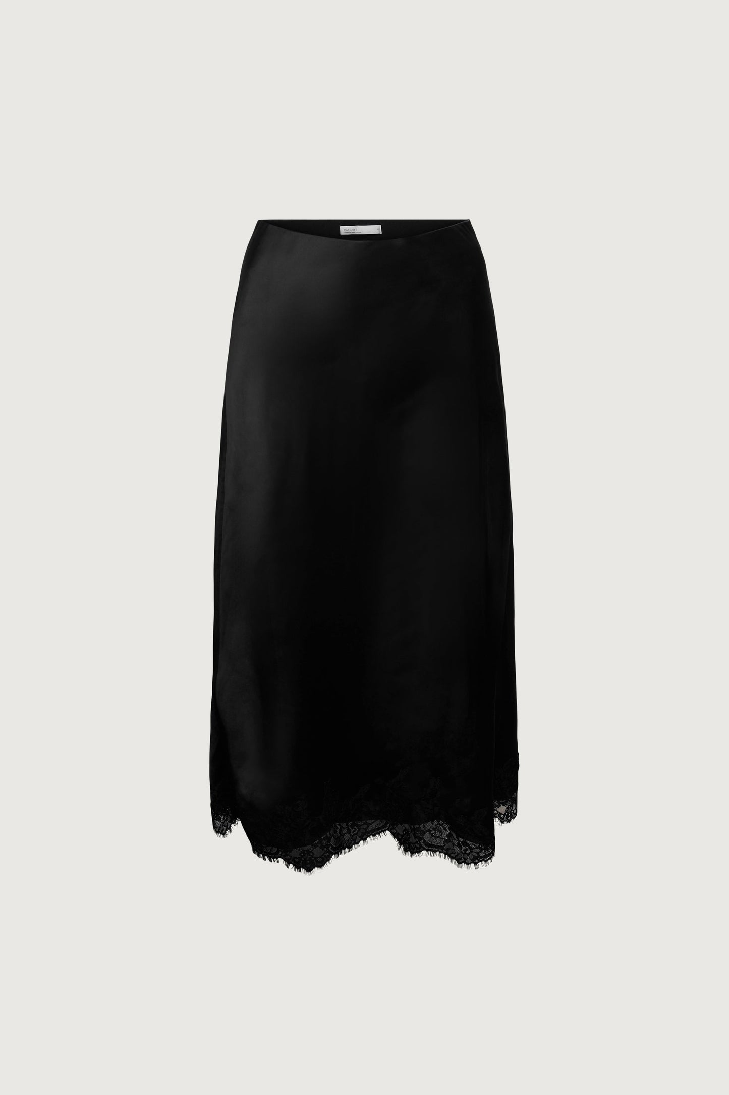 LACE TRIM SATIN MIDI SKIRT