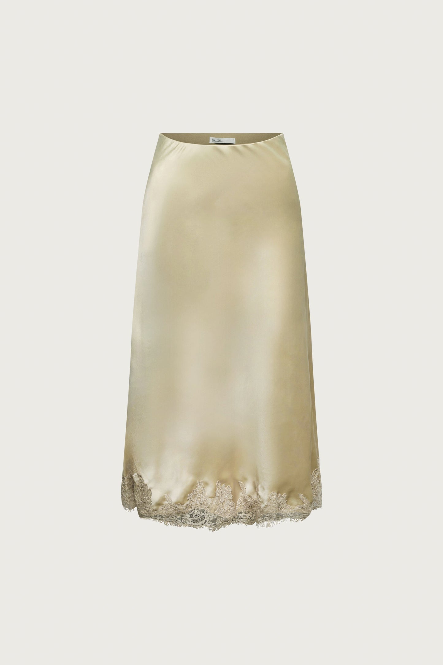 LACE TRIM SATIN MIDI SKIRT