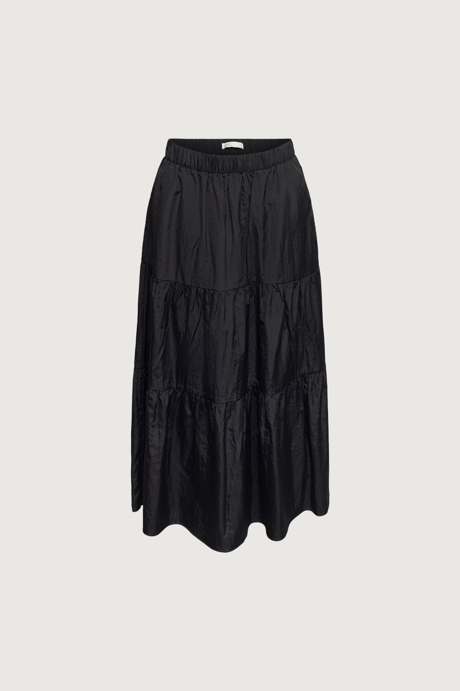 TIERED NYLON MIDI SKIRT