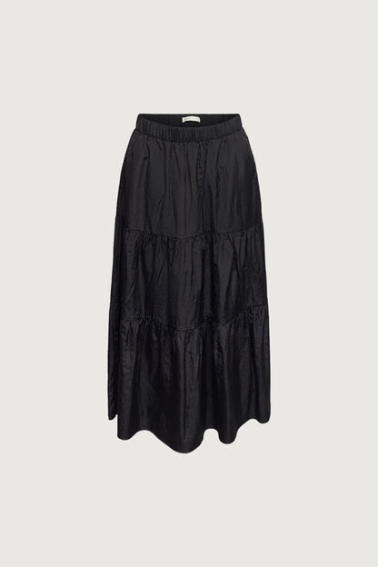 TIERED NYLON MIDI SKIRT