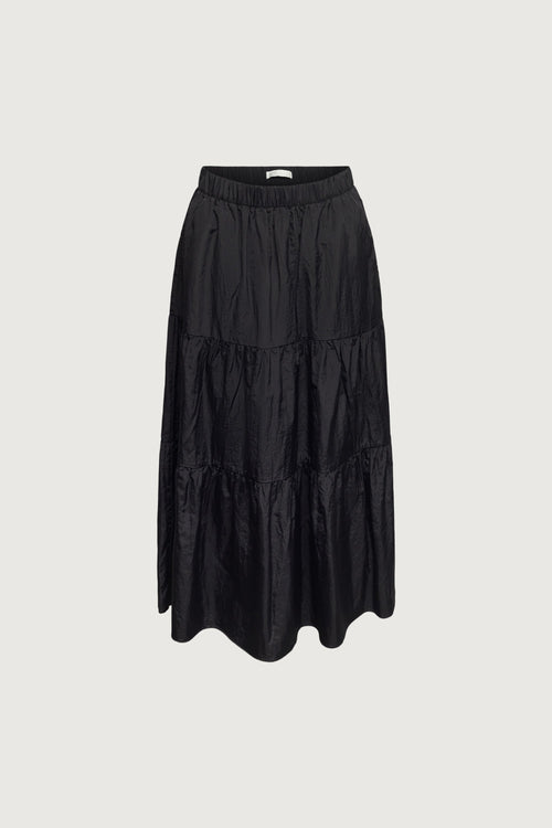 TIERED NYLON MIDI SKIRT
