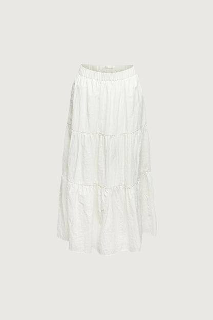 TIERED NYLON MIDI SKIRT