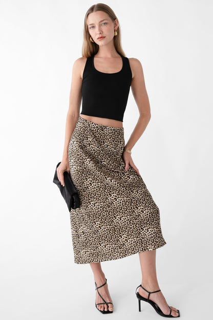 SATIN MIDI SLIP SKIRT